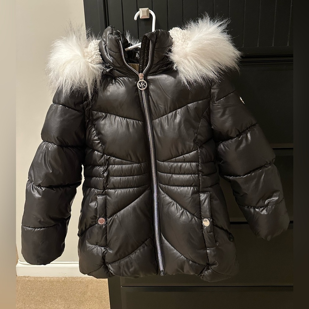Michael Kors Stadium Puffer Coat with Fur Trim